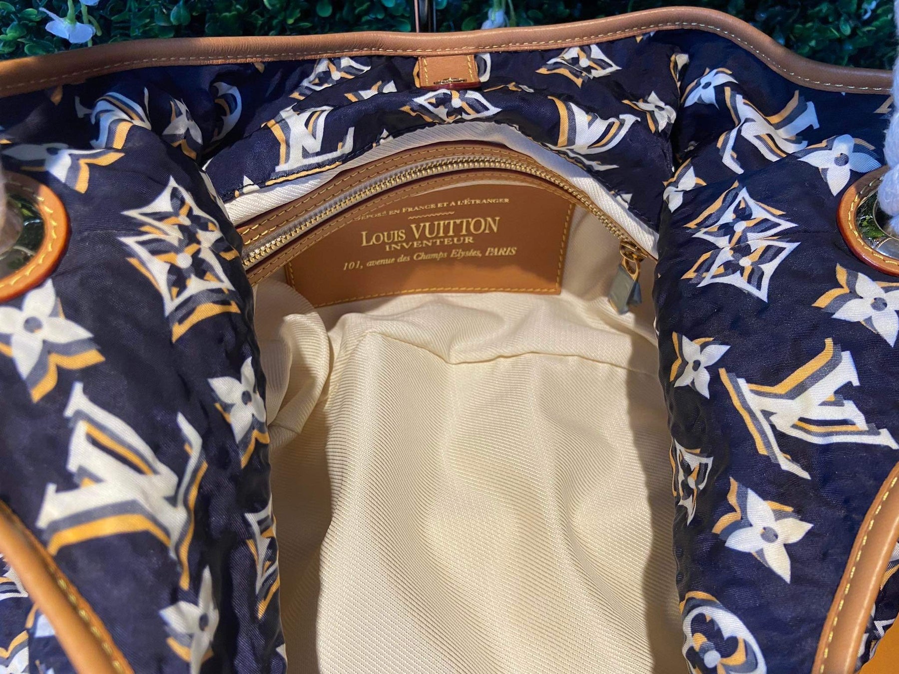 Louis Vuitton Tan/Navy Blue Monogram Nylon Limited Edition Bulles MM Bag  Louis Vuitton